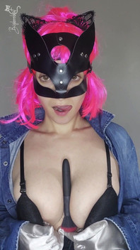 Listen to My Moans with My Kitty Mask and Natural Tits
