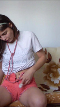 Skinny Redhead Pee in Her Short Shorts and Touches Herself