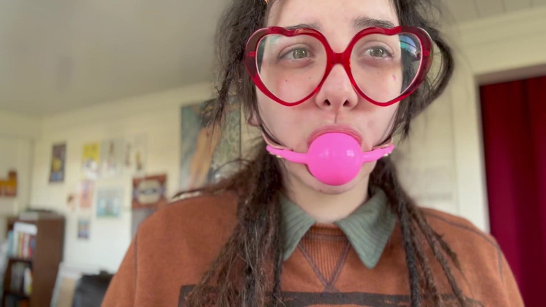Wookie Princess: Nerdy Girl First Time Ball Gag Try on and Spit...