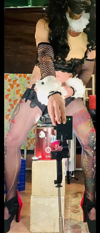 Femboy Sexy Lingerie Riding Big Black Dildo