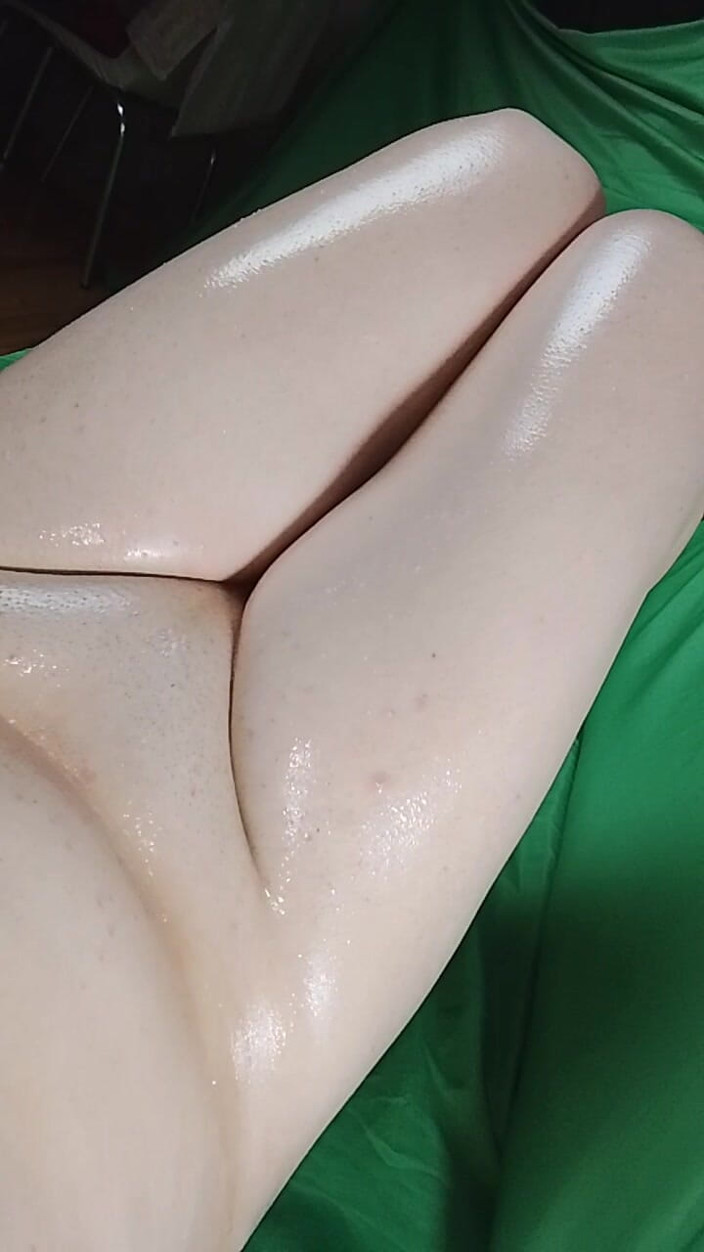 Kitty_Cross: Pair of Oiled Feminine Legs Sweet Sissy Dick Masturbating Pretty...