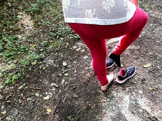 Bouncy Tits Action: Naked Hiking Through the Woods and Getting Slapped