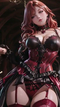 Gothic Redhead Queen! a Lavish Coronation in the Candlelit Hall, Kneeling with a Golden Cup and Sheer Stockings