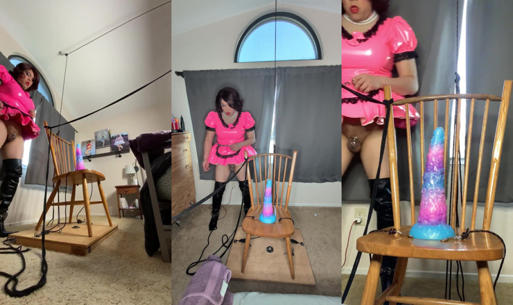 Sissy Candy: Sissy candy tự trói buộc với dương vật giả khổng...