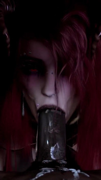 BBC. Halloween Red-haired Succubus Girl Swallows and Greedily Sucks Ricky Johnson's Big Black Cock