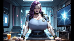 Hot girl dancing: Cyberpunk-mädchen ausziehen im büro (ai Animation)