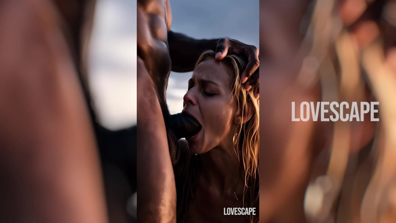 Lovescape: Cewek hot rambut pirang ngentot sama orang asing di pantai