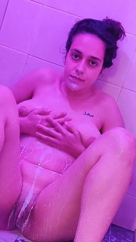 Wet and Messy Milky Shower All Over Me Rubbing Boobs Pussy