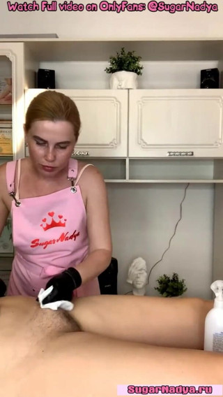 SugarNadya: Deep pussy waxing for a girl with gorgeous legs