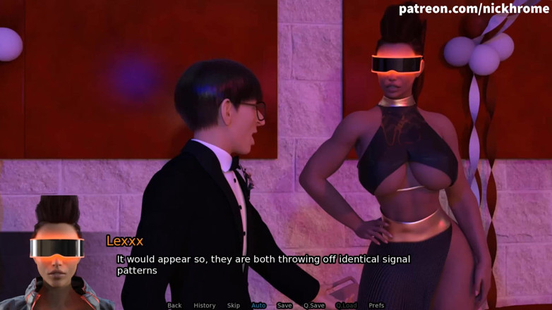 Visual Novels: SexBot 81 - il baise deux gémeaux à la fois lors d'une soirée