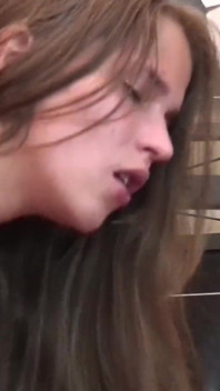 Brunette sweetie with round ass gets pussy and butt hole fucked