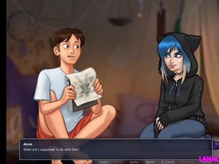 Lana Game plays: Saga estivale n ° 115 - une jolie fille gothique adore son énorme bite -...