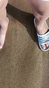 Feet and the Sea Extra Slowmotion - One Foot Barefoot and Foot in Slide - Great Feet in Sea
