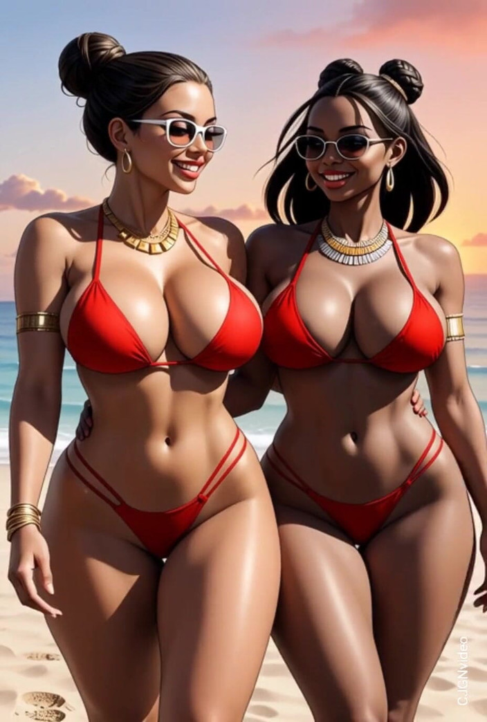 Hot girl dancing: African Girl Kiss on Beach, Ai Animation