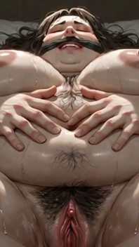 거대한 뚱뚱한 SSBBW 묶고 재갈을 물고 - 털이 무성한 보지가 떨어지는 겁에 질린