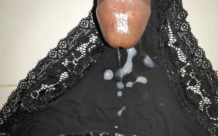 Black guy: Cumshot on her panties PT9....