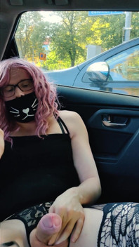 Daring Cumshot While Blindfolded in a Busy Parking Lot