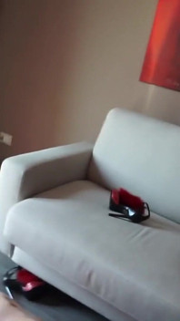 Dominant Babe Tramples Submissive Stud on Floor