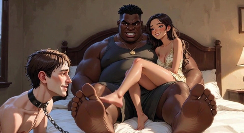 Anime Hentai: Marido esclavo de pies limpia los pies de la esposa...