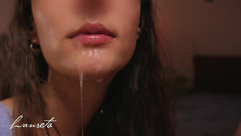 Lanreta: Blowjob selamba rakaman dekat - kongkek mulut dengan air mani dalam...