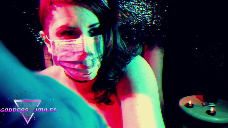 goddessjoules: Máscara cirúrgica e provocação de pau com luvas