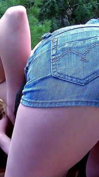 Blonde cute teen Cristal fucked by stranger guy with big cock in forest