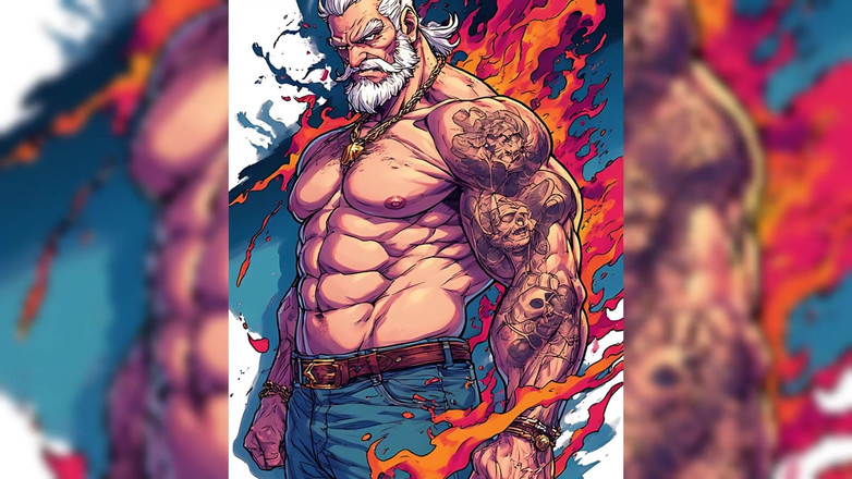 Erotic Man: Tattoo Muscle Men Sexy Ai Art