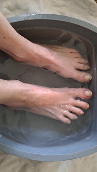 Simp to My Veiny Feet Soaking in a Foot Bath