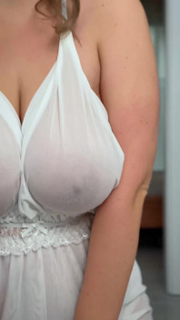Huge Breasts in a See-through Blouse of a Wonderful Wife
