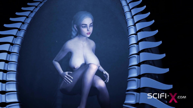 SciFi-X transgender: Uma gostosa sexy é fodida por uma alienígena em uma caverna...