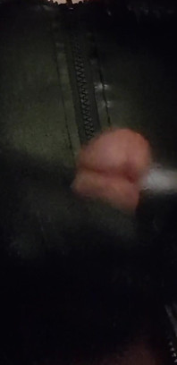 Cumshot While Wearing Boobs and Latex Catsuit