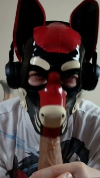 Latex Pet Sucks His Rubber Bone. Watch the Full on My Fancentro