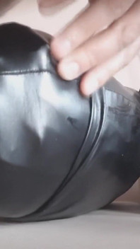 Leather pants stuffed with a leather pillow