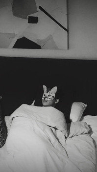Liebende stiefmutter, nur fans in zeitlupe, im stiefvater-bett