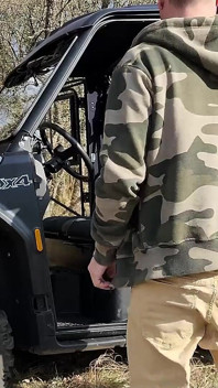 Country exhibition. I get my ass fucked in a forest on a UTV.