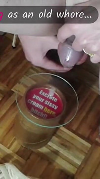 Sissy in Chastity Milks Her Prostate and Collects Cum