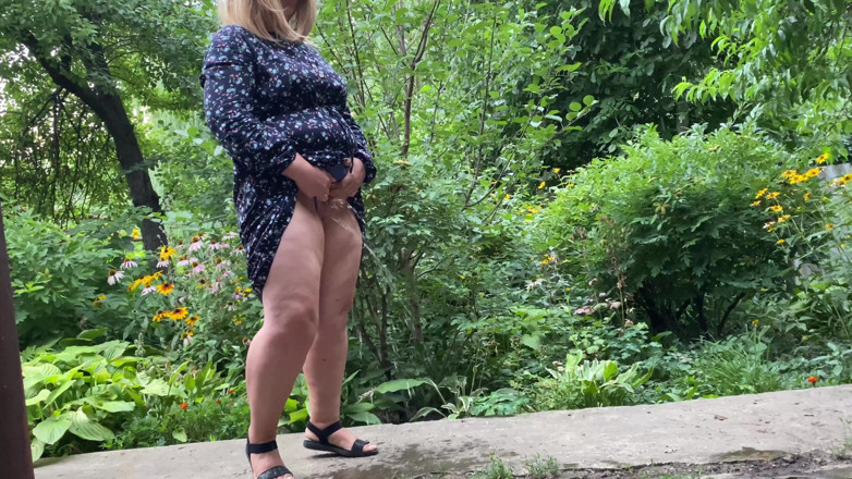 OurFetishLife: Stepmom MILF helps her stepson pee outside and pee standing...