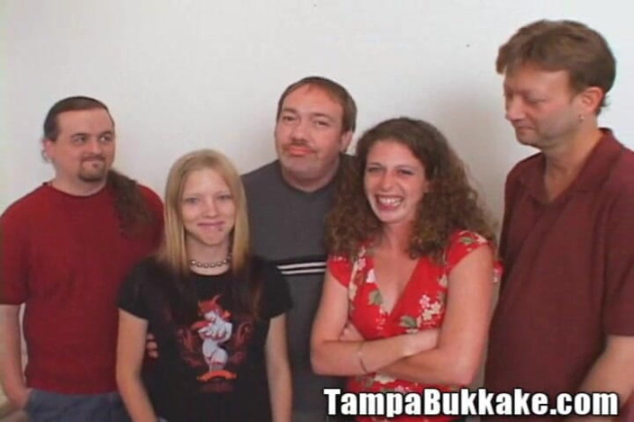 Tampa Bukkake: Two College Girls Swap Sperm Gangbang Small Boobies Bitch Fucked...