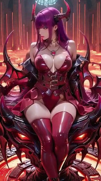 보라색 머리 악마의 여왕! 마그마 왕좌의 금지된 잔치, 뜨거운 피부에 달라붙는 붉은 색 갑옷!