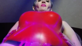 Red Rubber Dominatrix Eva Latex Femdom BDSM Solo Strapon Toys Big Ass Mature Fetish Hot Sexy