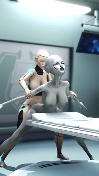 Hot sex! Sci-fi android fucks hard an alien in the surgery room in the space station