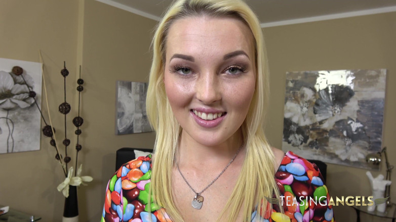 Teasing Angels: Sexy blonde shows what shed love to do with your...