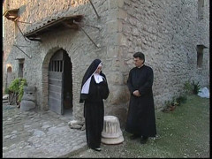 A dirty nun involved in an orgy with a shemale