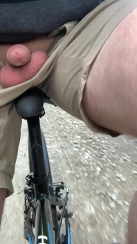 Forest dick flash, bike ride, young boy, amateur
