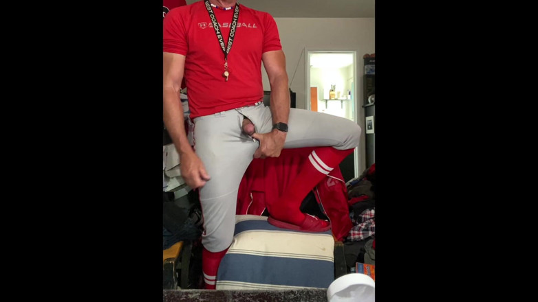JockDad87: Jockdad87 Edges in Baseball Gear and Red Striped Socks