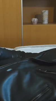 Cumshot on My Leather Jacket Part 5