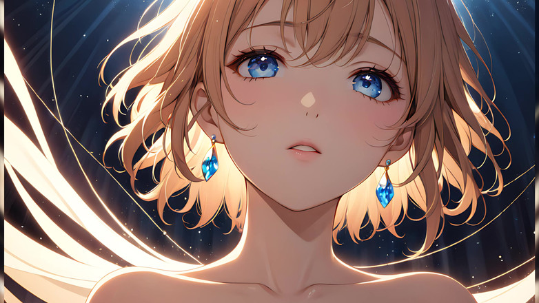 LustRender: Erecent: una bellissima giovane donna avvolta nella luce celeste