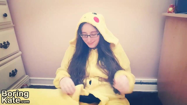 Boring Kate: Fapping in my pikachu kigurumi