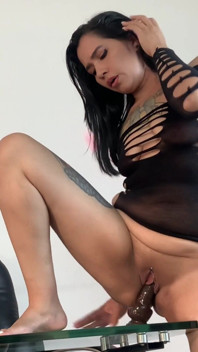 Latina Slut Strips Naked, Bounces Her Big Ass and Fucks Her Big Dildo with Her Wet Pussy