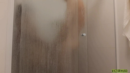 VictorHugo: taking a shower after cum on my dick